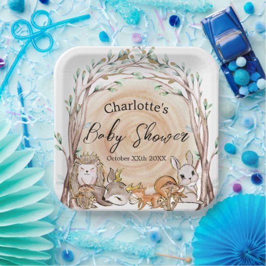 可愛い森林動物の赤ちゃんシャワー ペーパープレート (パーティー)