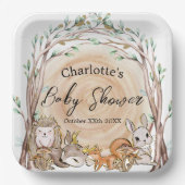 可愛い森林動物の赤ちゃんシャワー ペーパープレート (正面)