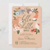 可愛い森林動物の赤ちゃんシャワー 招待状 (正面)