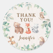 可愛い森林動物の赤ちゃん感謝していシャワーあなたがシール ラウンドシール (正面)