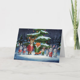 可愛い森林動物クリスマスカード – Woodland f シーズンカード