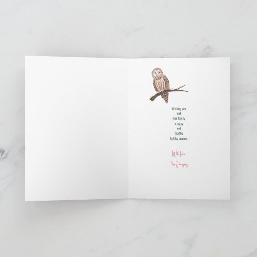 可愛い森林動物グリーンフォレストクリスマス シーズンカード (内部)