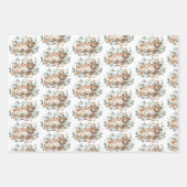 可愛い森林動物セージ緑 ラッピングペーパーシート (正面3)