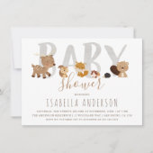 可愛い森林動物 |赤男女兼用ちゃんシャワー 招待状 (正面)