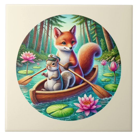 可愛い森林混成動物 タイル (正面)