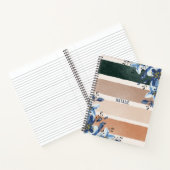 可愛い植物性モノグラムかわいいブルーフローラ ノートブック (内部)