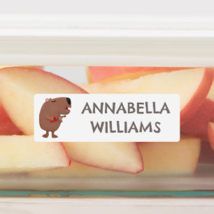 可愛い歌カピバラのウクレレパーソナライズされた漫画 ラベル