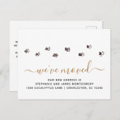 可愛い歩くポープリントブラック金ゴールド移動 案内ポストカード (正面/裏面)