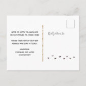 可愛い歩くポープリントブラック金ゴールド移動 案内ポストカード (裏面)