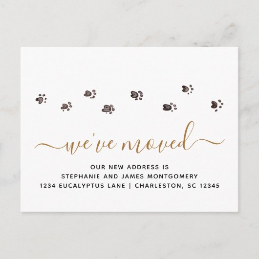 可愛い歩くポープリントブラック金ゴールド移動 案内ポストカード (正面)