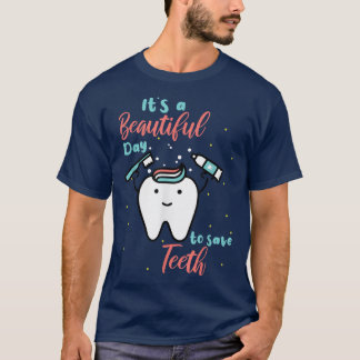 可愛い歯の妖精の美しい日に歯を救つける Tシャツ