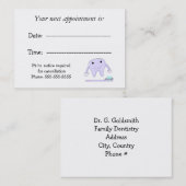 可愛い歯の歯科アポイントメント 予約カード (正面/裏面)