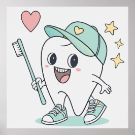 可愛い歯の漫画 – キッズ歯科ポスター ポスター