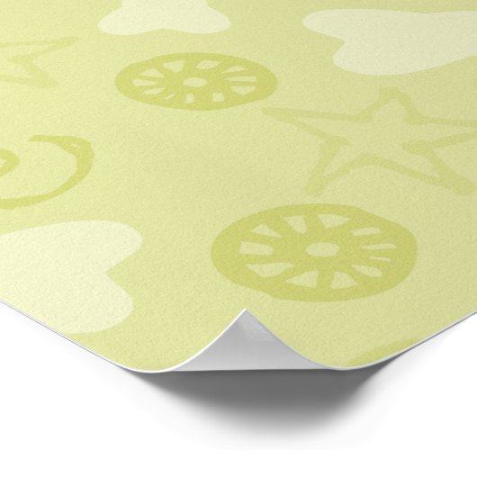 可愛い歯の緑の模様の壁アートポスター ポスター (角)