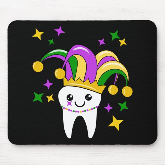 可愛い歯ジェスターハットマルディグラおもしろいス_歯医者L マウスパッド (正面)