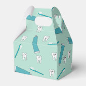 可愛い歯ティール（緑がかった色）ミント歯磨き歯ブラシ柄 フェイバーボックス (裏面サイド)