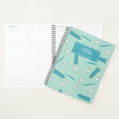 可愛い歯ティール（緑がかった色）ミント歯磨き歯ブラシ柄 プランナー手帳 (ディスプレー)