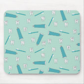 可愛い歯ティール(緑がかった色)ミント歯磨き歯ブラシ柄 マウスパッド (正面)