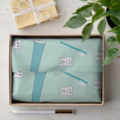 可愛い歯ティール（緑がかった色）ミント歯磨き歯ブラシ柄 薄葉紙 (ギフト)