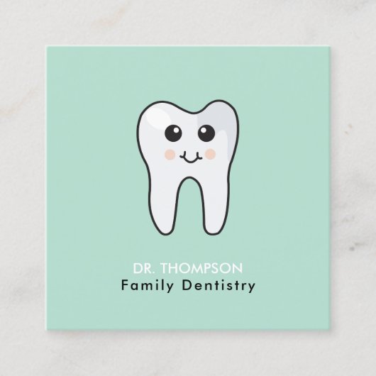 可愛い歯ファミリー歯科QRコードソーシャルメディア スクエア名刺 (正面)