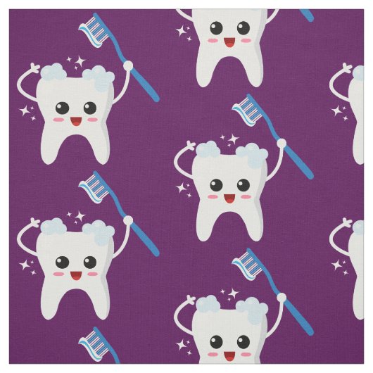 可愛い歯ブラシ柄 ファブリック (見本)
