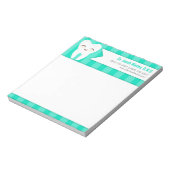 可愛い歯 – ティール(緑がかった色)ストライプのカスタムメモ帳 ノートパッド (回転)