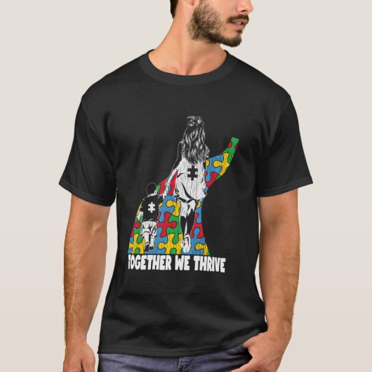 可愛い母と息子 自閉症の少年たち 自閉症啓発 Tシャツ (正面)