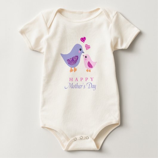 可愛い母子鳥母の日 ベビーTシャツ (正面)