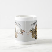 可愛い母猫と子猫のカスタムマグカップ コーヒーマグカップ (中央)