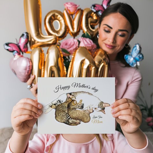 可愛い母猫と子猫カスタム シーズンポストカード