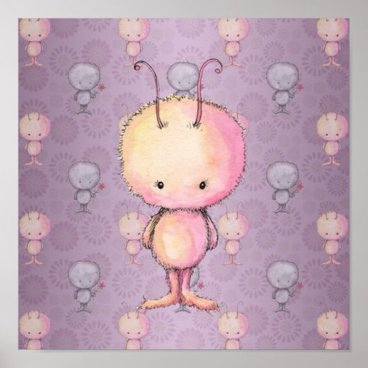 可愛い毛皮のモンスターポスター ポスター (正面)