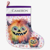 可愛い毛皮の怪物 ラージクリスマスストッキング (正面)