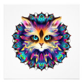 可愛い毛皮の猫マンダラポートレート フォトプリント            (正面)