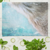 可愛い毛皮キツネオンブルーグランジ背景 キッチンタオル (折り畳み)