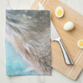 可愛い毛皮キツネオンブルーグランジ背景 キッチンタオル (四つ折り)