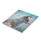 可愛い毛皮キツネオンブルーグランジ背景 タイル (側面)