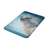 可愛い毛皮キツネオンブルーグランジ背景 バスマット (アングル)