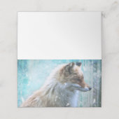 可愛い毛皮キツネオンブルーグランジ背景 プレイスカード (外部開封)