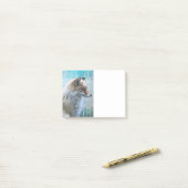 可愛い毛皮キツネオンブルーグランジ背景 ポストイット (デスク上)