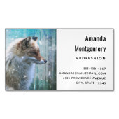 可愛い毛皮キツネオンブルーグランジ背景 マグネット名刺 (正面)