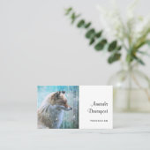 可愛い毛皮キツネオンブルーグランジ背景 名刺 (スタンド正面)