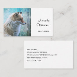 可愛い毛皮キツネオンブルーグランジ背景 名刺