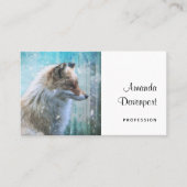 可愛い毛皮キツネオンブルーグランジ背景 名刺 (正面)