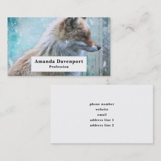 可愛い毛皮キツネオンブルーグランジ背景 名刺 (正面/裏面)