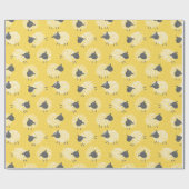 可愛い毛織りの羊の白い茶色の黄色 ラッピングペーパー (フラット)