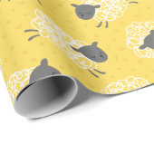 可愛い毛織りの羊の白い茶色の黄色 ラッピングペーパー (ロールコーナー)