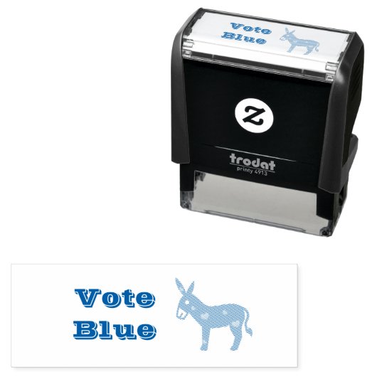 可愛い民主的ロバ&ハート投票ブルー セルフインキングスタンプ (インサイチュ)