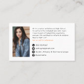 可愛い気にDay Babysitingプロフィール&写真 名刺 (裏面)