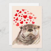 可愛い水の色のオッターハート動物のユーモアを愛する サンキューカード (正面/裏面)