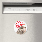 可愛い水の色のオッターハート動物のユーモアを愛する マグネット (インサイチュ (食洗機))